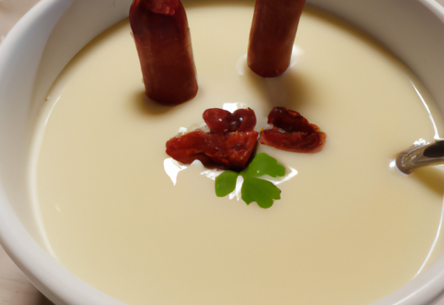 Vichyssoise, copeaux de chorizo