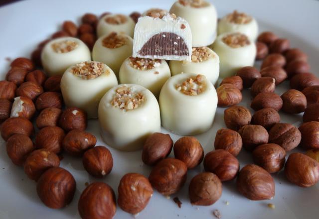 Chocolat blanc cœur praliné noisette