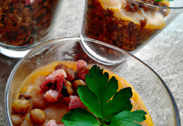 Verrines de lentilles et lardons