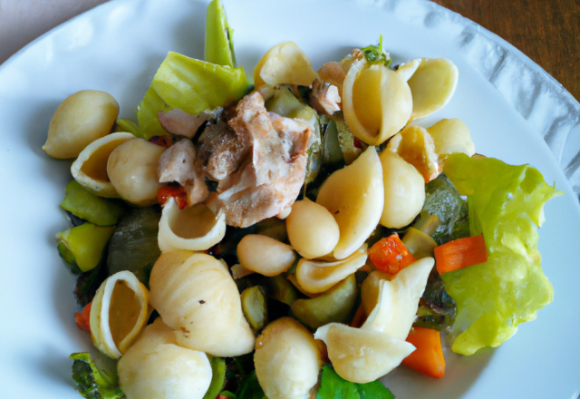 Salade de Conchiglie au poulet et petits légumes