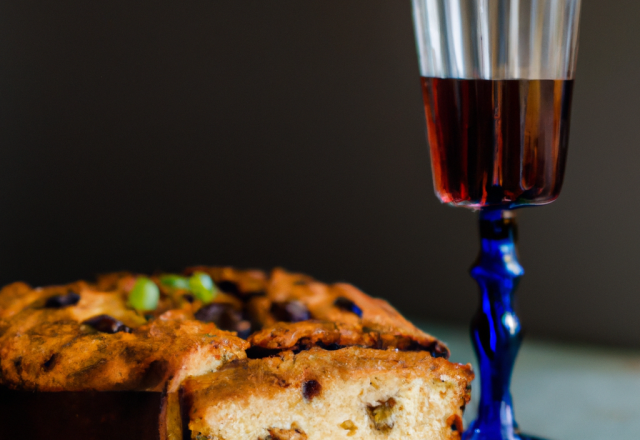 Cake à la Fourme d'Ambert, raisins et vin blanc