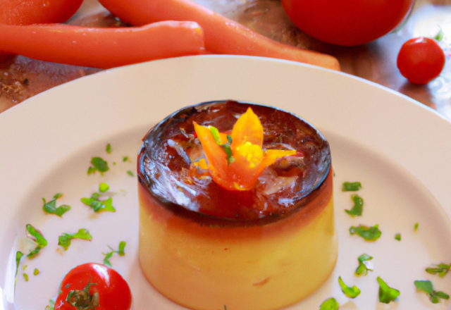 Flan au fromage et  petits légumes