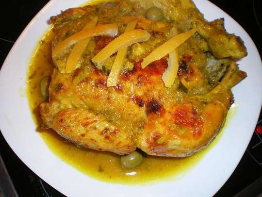 Poulet aux olives et citron confit