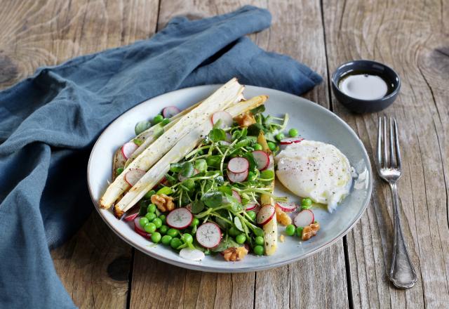 Salade d'asperges des Sables des Landes IGP et son œuf poché