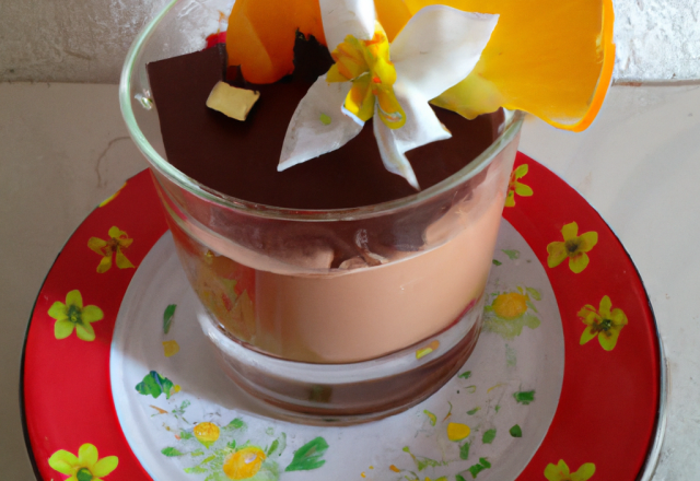 Verrine à la mousse de pomme et fleur d'oranger sur craquant chocolat !