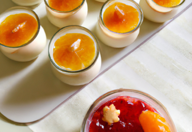 Verrines de panna cotta à la confiture de clémentines