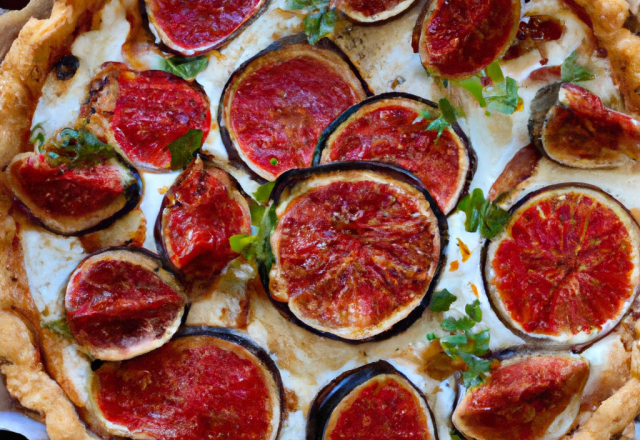 Quiche au chèvre, figues et tomates confites