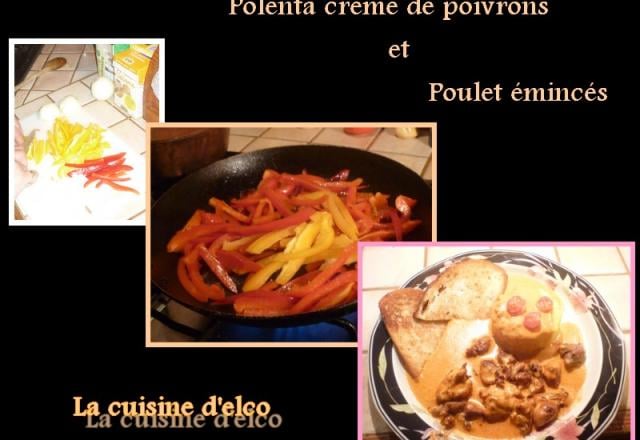 Polenta à la crème de poivrons et poulet émincés