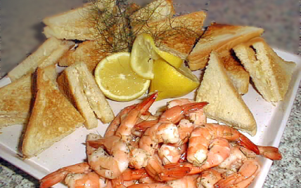 Crevettes marinées et sandwichs au citron