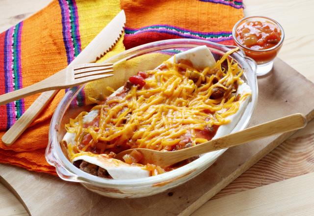 Enchilada bœuf, poivrons et haricots rouges