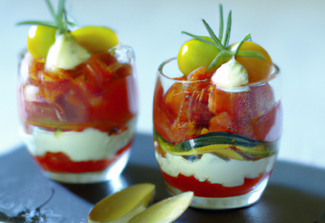 Verrines tomate chèvre courgette de Sophie