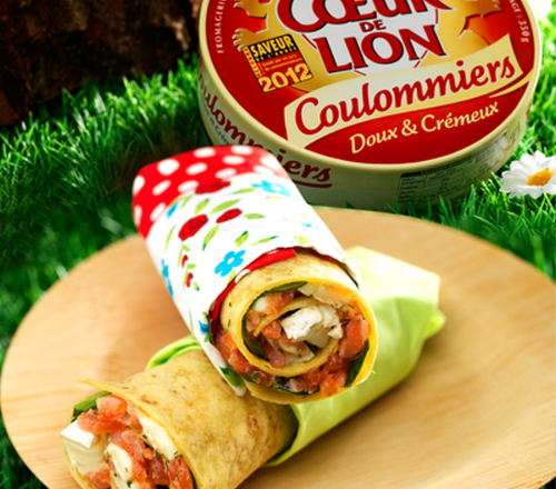 Petits wraps, au Coulommiers Cœur de Lion et aux deux saumons