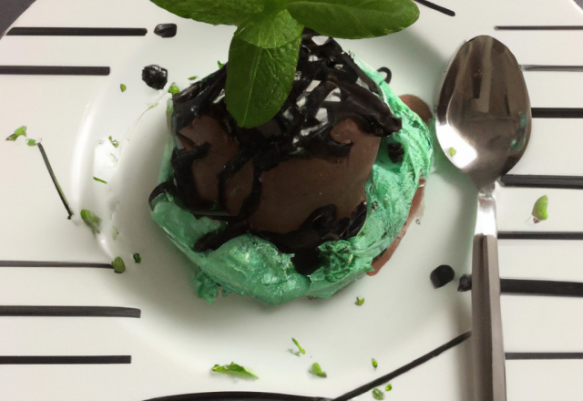 Petite glace à la menthe et mousse au chocolat noir