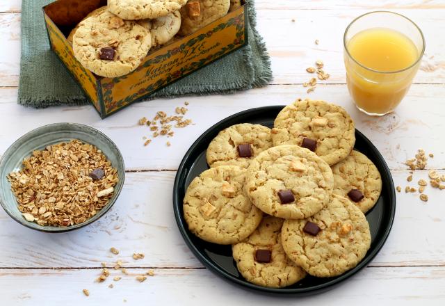 Cookies au Granola chocolat, bananes et noix de pécan