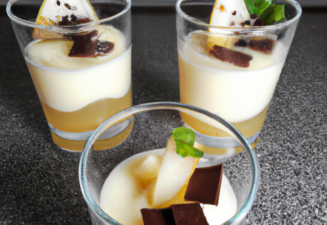 Verrine de chocolat blanc et poires