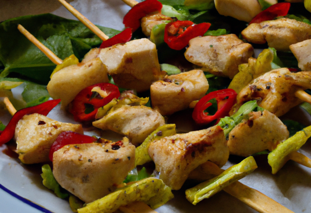 Mini-brochettes Tables du monde : poulet à la thaïlandaise