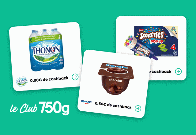 Club 750g : voici les 3 offres de la semaine pour récupérer de l’argent sur l’achat de glace, de crèmes dessert et d’eau minérale !