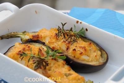 Aubergines farcies au poisson et à la féta