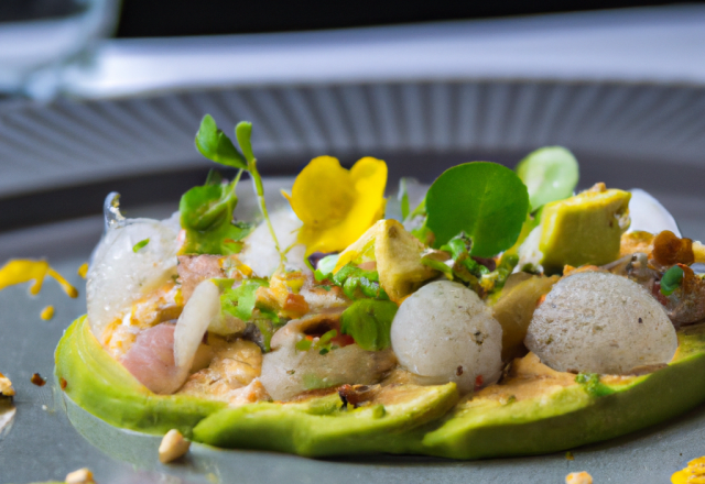 Carpaccio de noix de saint jacques et mousse d'avocats