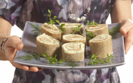 Mini bûches de Ratte du Touquet au saumon