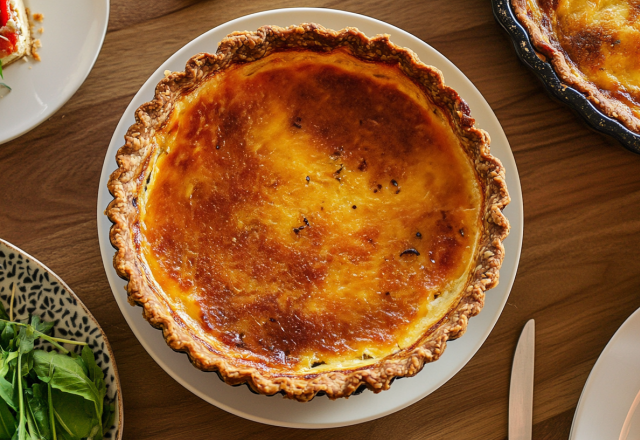 Quiche jambon, fromage et champignons