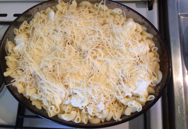 Gratin de pâtes aux champignons et à la mozzarella