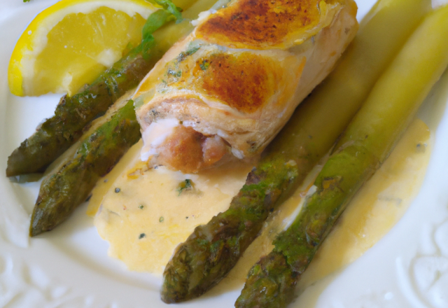 Poulet farci aux asperges