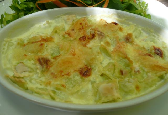 Gratin de ravioles, picodons de la Drôme et noix du Royans