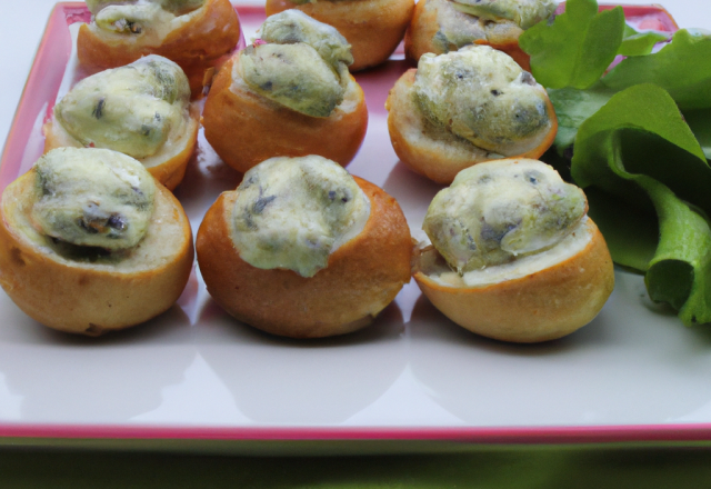 Profiteroles d'escargots à la crème d'ail