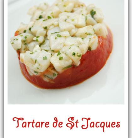 Tartare de St Jacques aux tomates confites