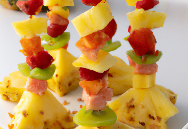 Brochettes de fruits sur Ananas surprise