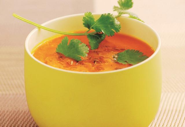 Crème de carottes, cumin et coriandre