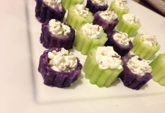 Cottage cheese en vert et violet