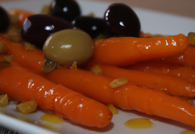 Carottes au miel et olives