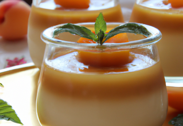 Panna cotta à la crème de caramel sur sa compotée d'abricots