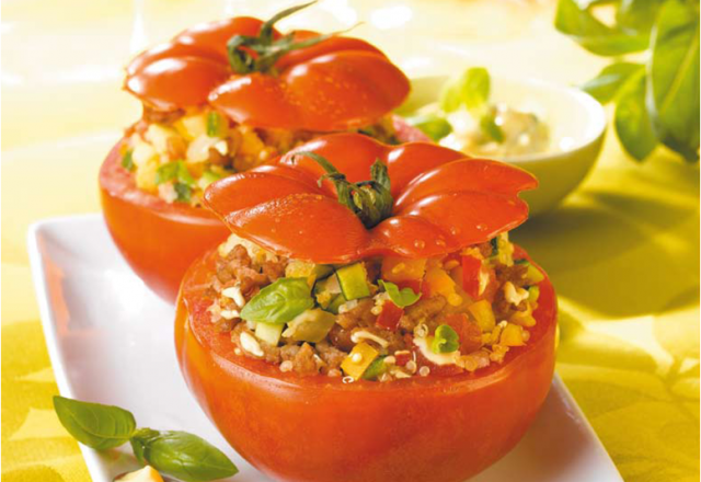 Tomates farcies au veau et quinoa