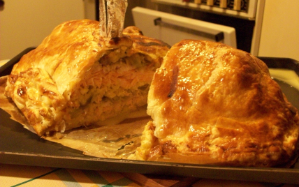 Feuilleté de poisson sauce vin blanc