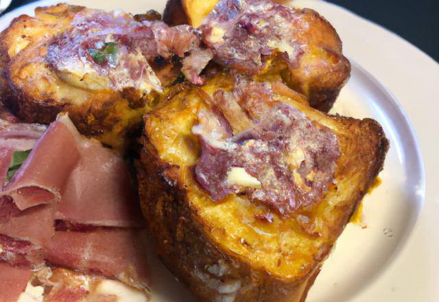 Pain perdu à l'ail rose de Lautrec et jambon de Lacaune