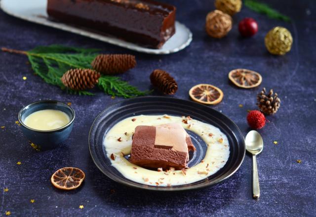 Bûche glacée ALDI et sa crème anglaise