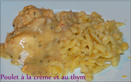 Poulet à la crème et au thym