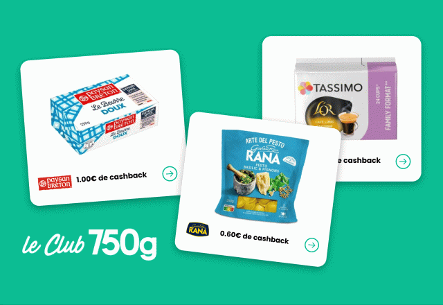 Avec le Club 750g, faites des économies : voici 3 offres pour récupérer de l’argent sur l’achat de beurre, raviolis et capsules de café