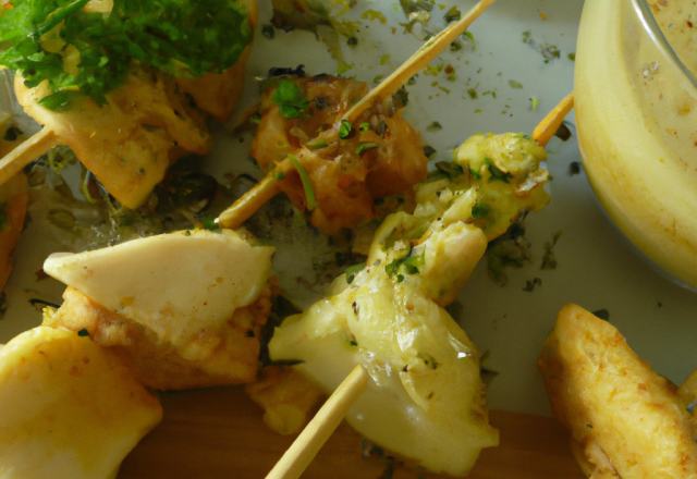 Brochette de lotte et fondue de fenouil