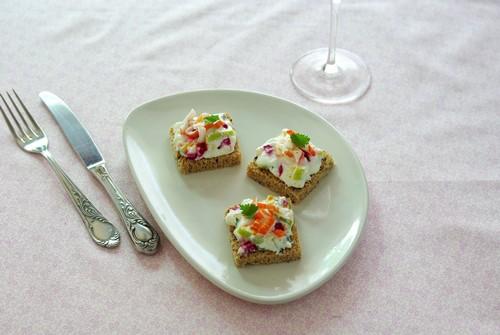 Mini-tartines de St Môret, Petits Coraya, pomme et betterave