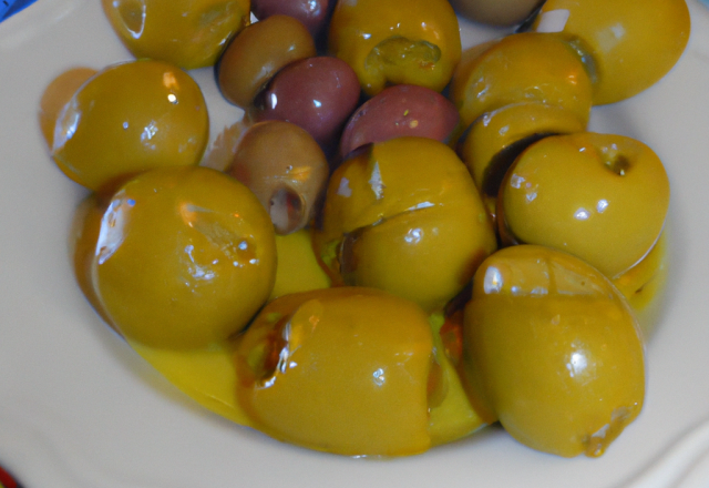 Lieu jaune aux olives