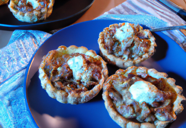 Tartelettes croquantes au Roquefort et à la crème de marrons