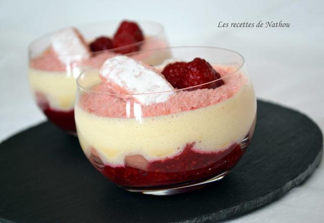 Tiramisu aux framboises et biscuits roses de Reims