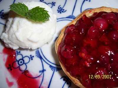 Tartelette aux groseilles et sorbet à la ricotta