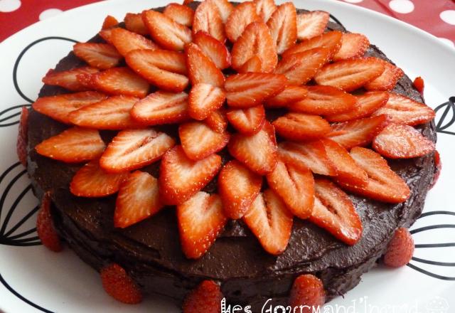 Gâteau tentation chocolat et fraises