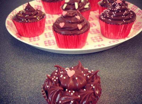 Cupcakes cœur Nutella glaçage chocolat