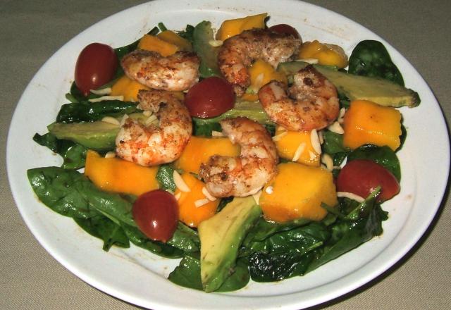 Salade exotique aux gambas